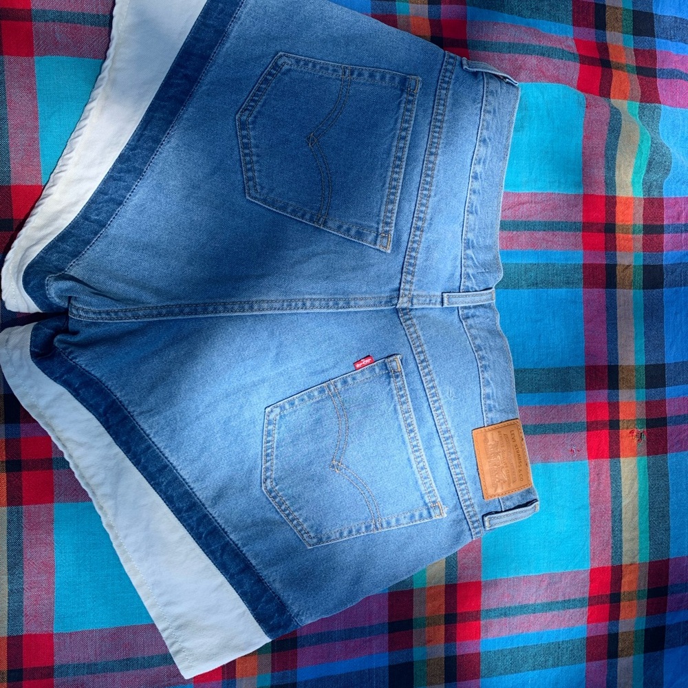 Levi's Blue and White Jean Shorts